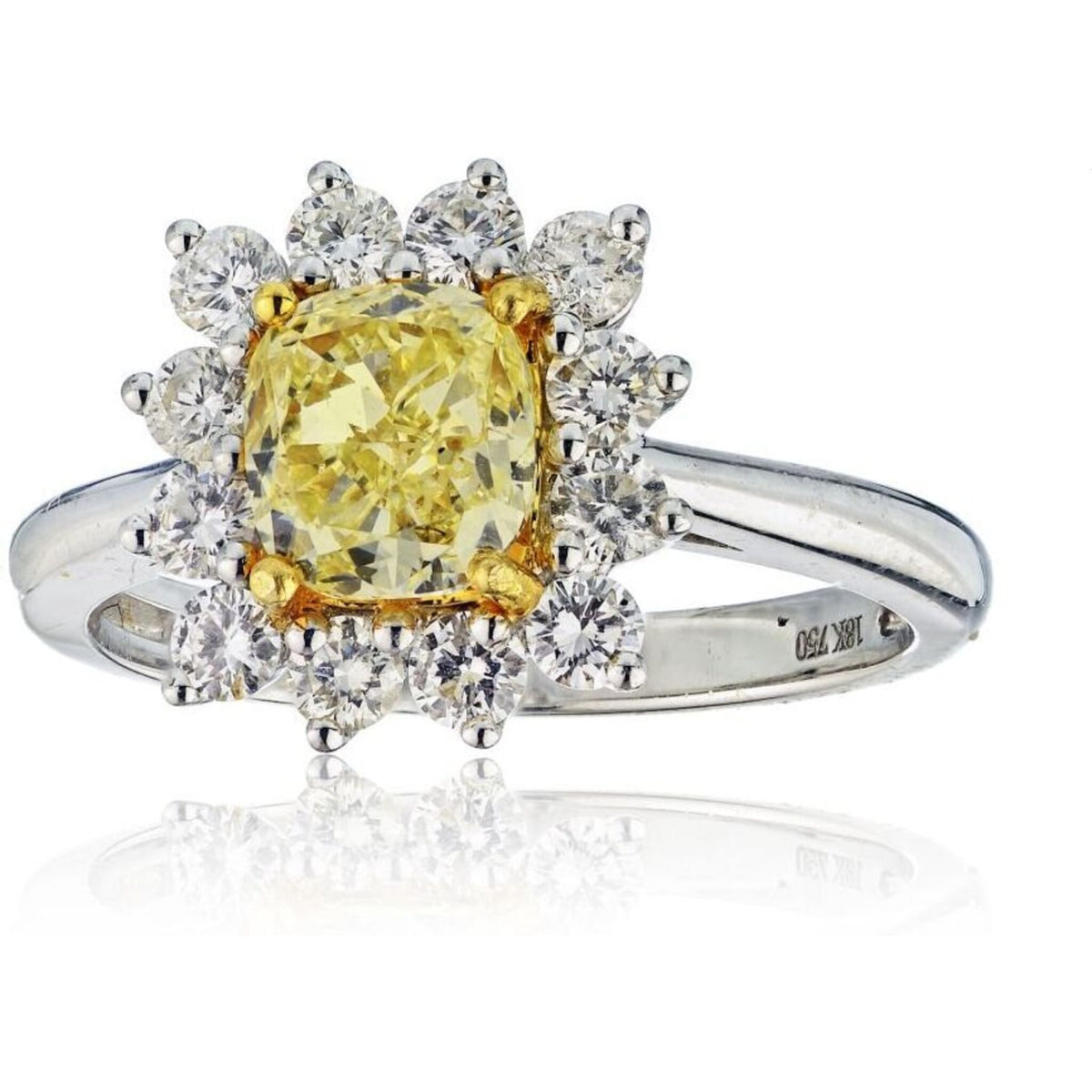 1.21 Carat Radiant Cut Diamond Fancy Yellow GIA Engagement Ring