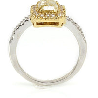 1.27 Carat Radiant Cut Diamond Fancy Yellow GIA Halo Engagement Ring