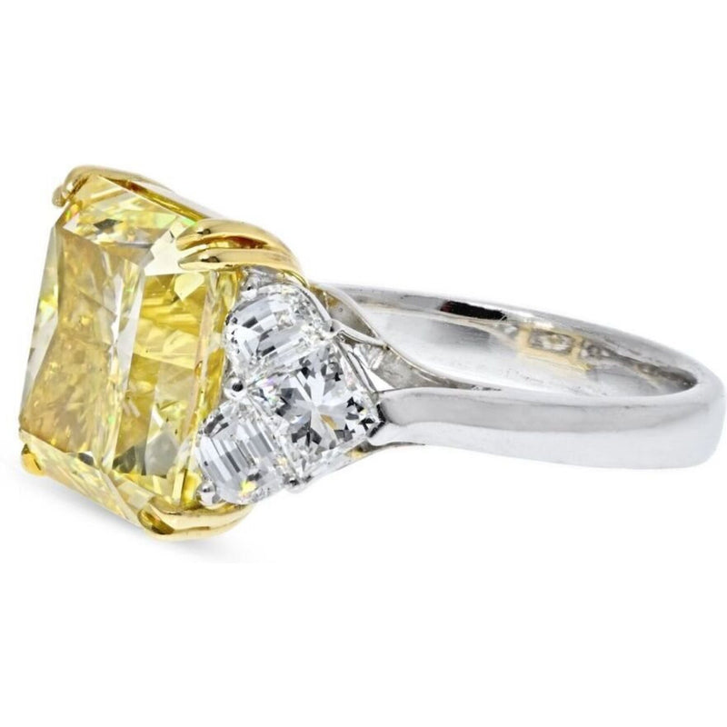 12.96 Carat Radiant Cut Diamond Fancy Yellow SI1 GIA Engagement Ring