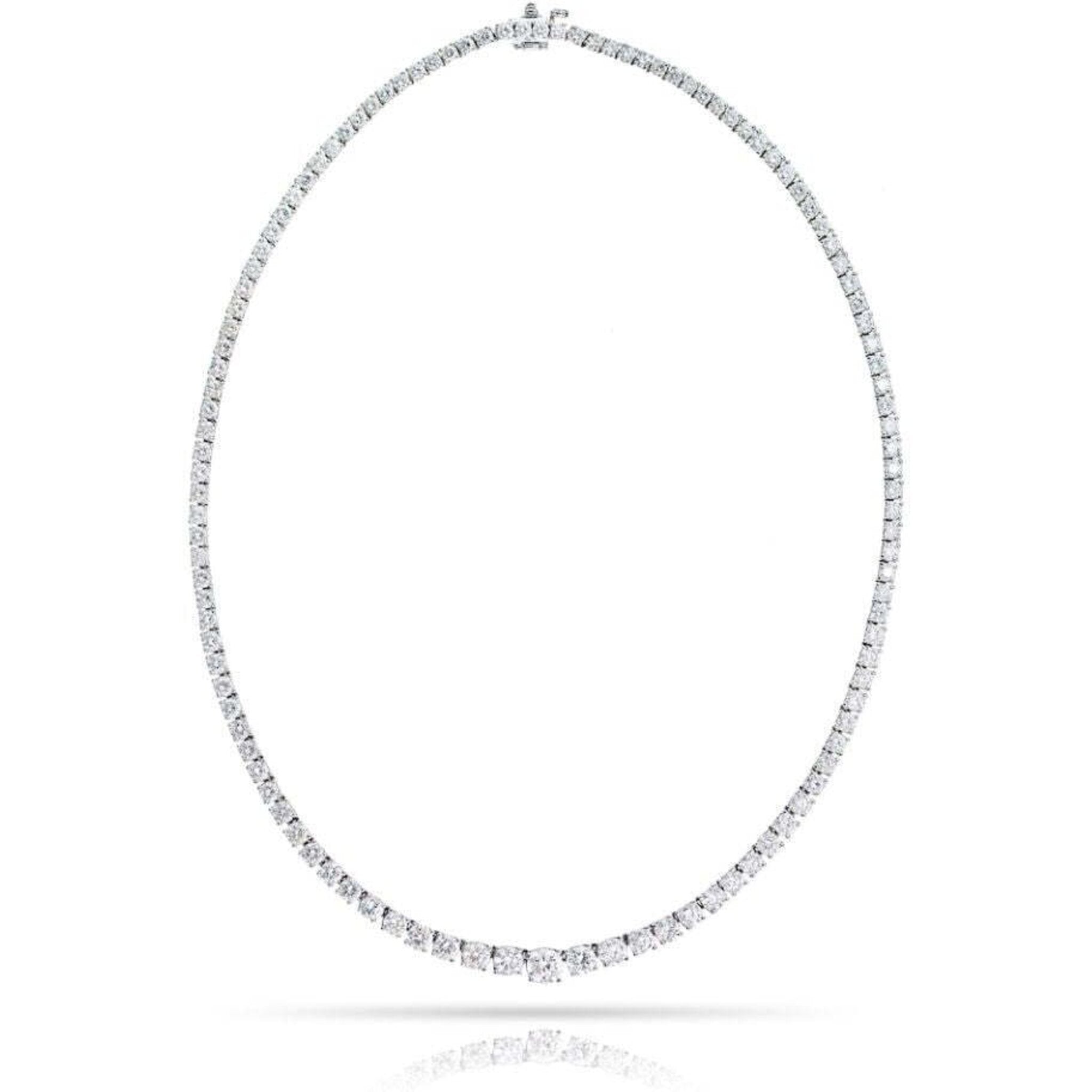 4 Prong Riviera Diamond Necklace In 18K 14K Yellow Gold White Gold Or  Platinum