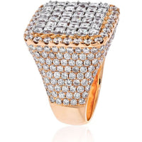 14K Rose Gold 11.25 Carat Mens Diamond Cluster Ring