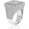 14K White Gold 11 Carat Round And Square Cut Cluster Diamond Mens Ring