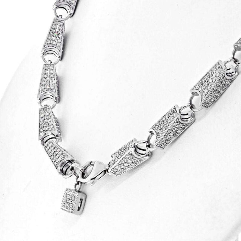 14K White Gold 15.68 Carat Diamond Link Chain Necklace