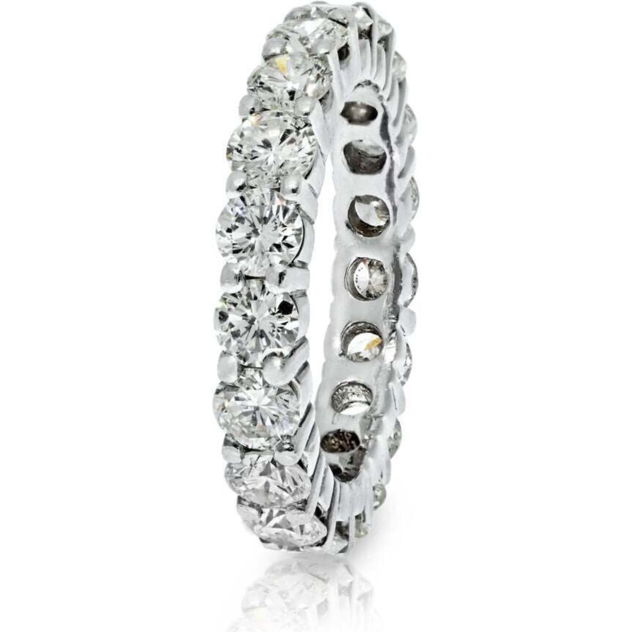 Breathtaking Four Row Full Eternity Band, 3.5 Ct Round Cut Diamond Ring, 14K White Gold, Fabulous Diamond Wedding Band, Bold Engagement cheapest Ring