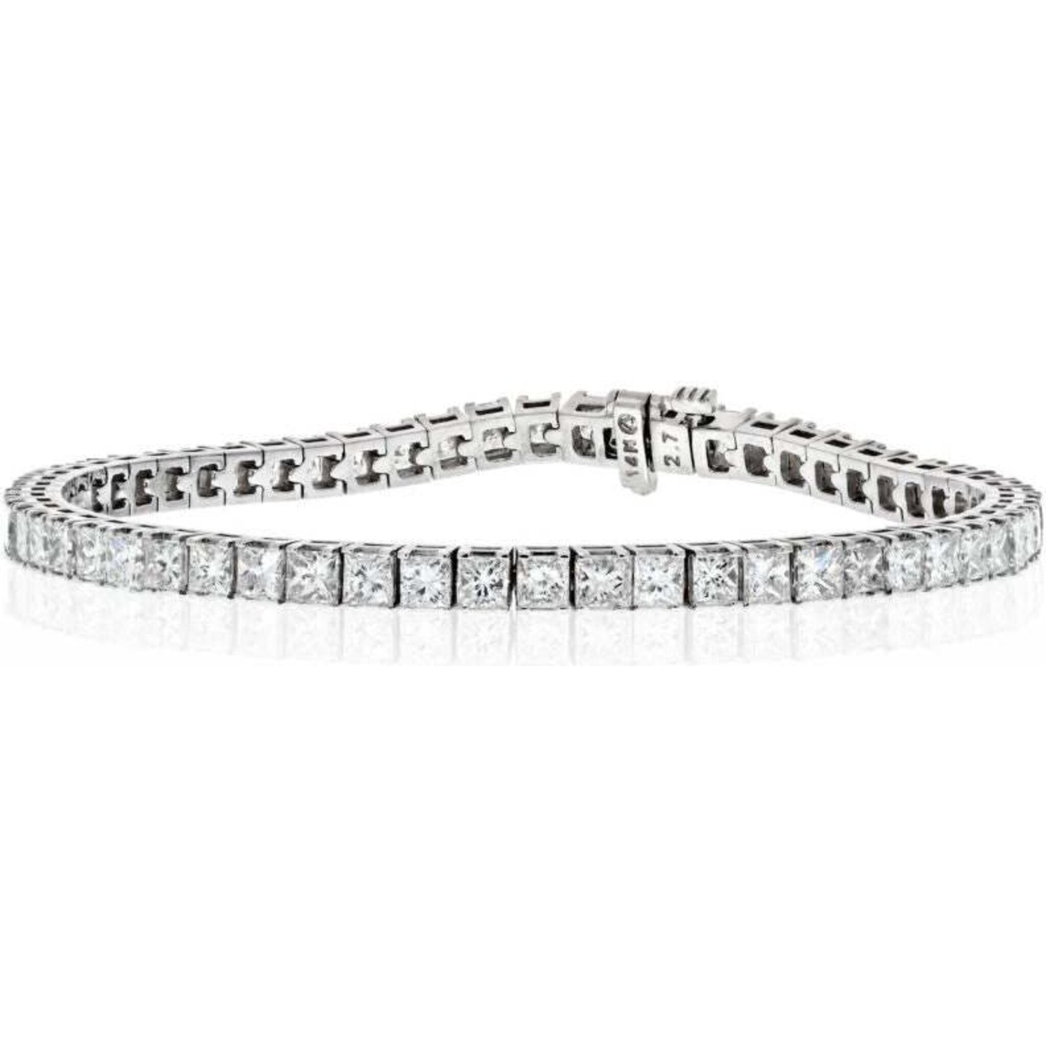 Men's 1.70ct Princess Cut Diamond Bracelet 14k White Gold (Jewelers)