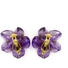 14K Yellow Gold Amethyst Flower Brooch & Earrings Jewelry Set
