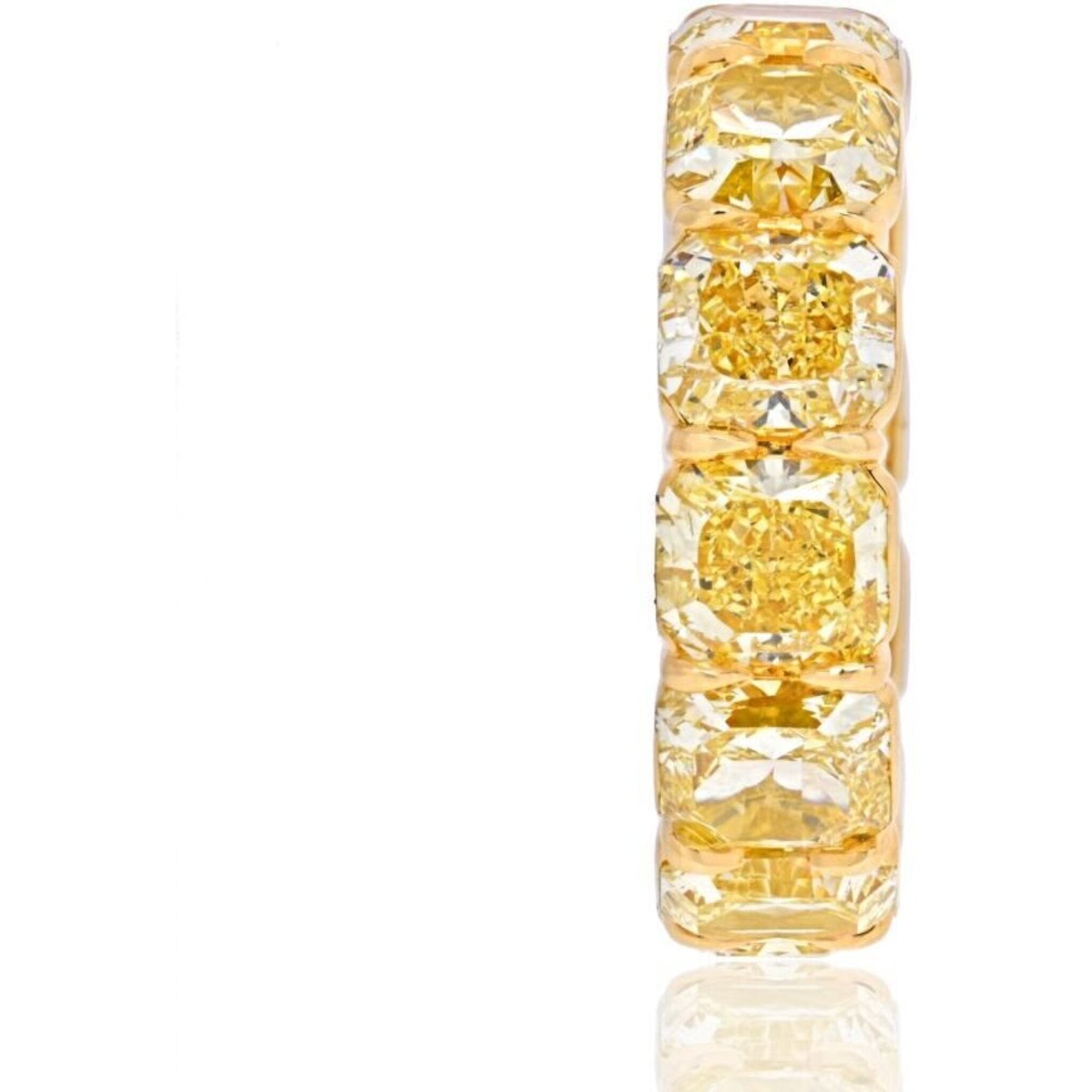 15 Carat 18K Yellow Gold Radiant Cut Fancy Yellow Diamond Eternity Band