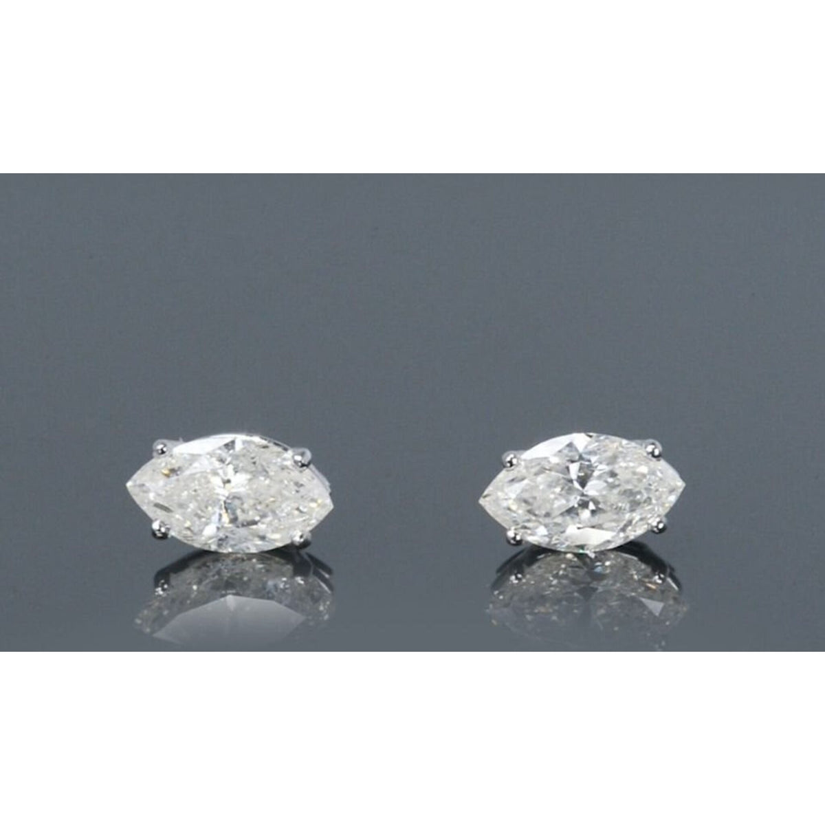 1.52 Carat Total Weight Marquise Diamond Stud Earrings