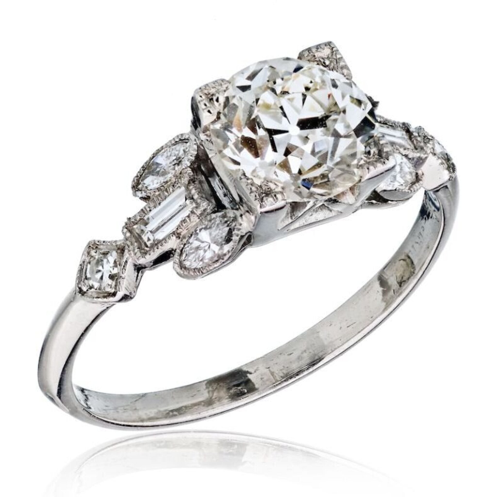 1.54 Carat Old European Cut Diamond K/VS1 GIA Vintage Engagement Ring