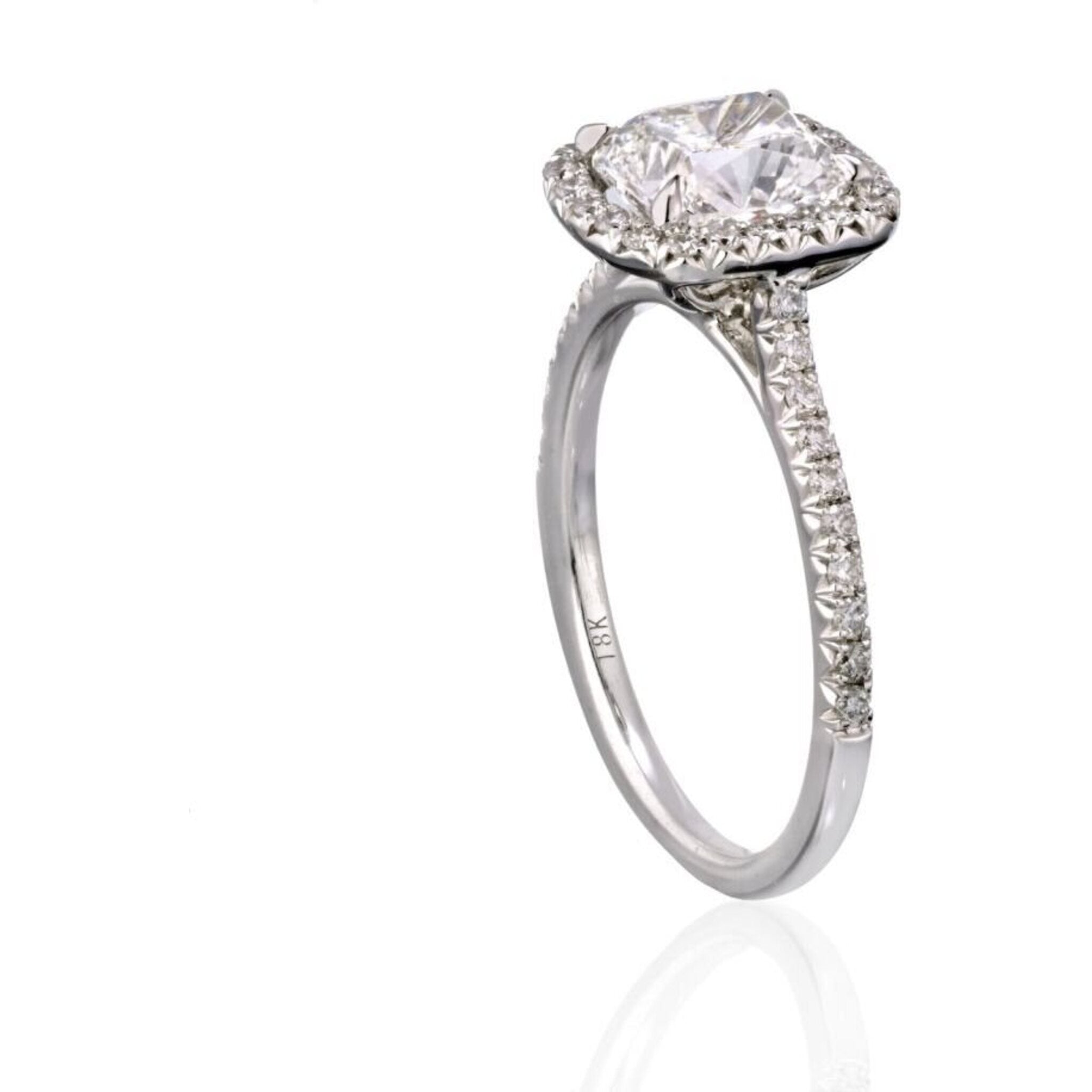 1.68 Carat Cushion Cut Diamond F/VS1 GIA Halo Engagement Ring