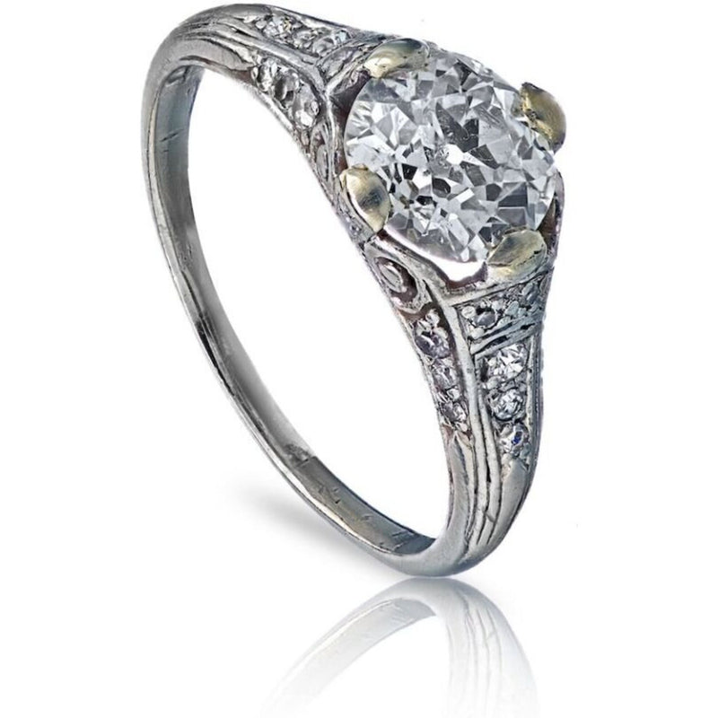 1.70 Carat Old European Cut Diamond J/I1 GIA Engagement Ring