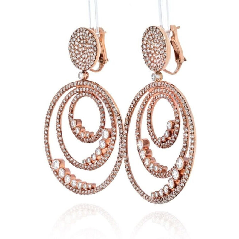 18K Rose Gold Diamond Triple Hoop Earrings