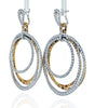 18K Two Tone 24.57 Carat Pave White And Chocolate Diamond Dangling Hoop Earrings