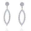 18K White Gold 16 Carat Marquise Round Dangling Drop Earrings