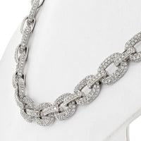 18K White Gold 28.50 Carat Pave Diamond Link Necklace