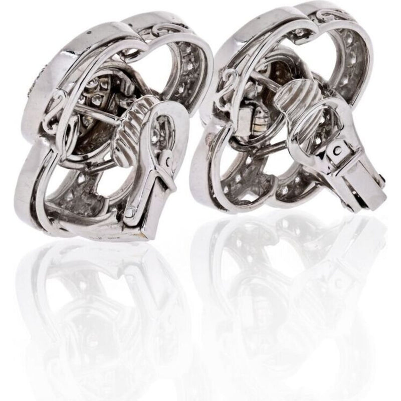 18K White Gold 6 Carat Diamond Clip Earrings
