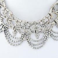 18K White Gold 60 Carat Cleopatra Diamond Bib Necklace