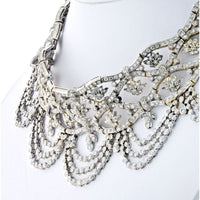 18K White Gold 60 Carat Cleopatra Diamond Bib Necklace