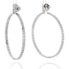 18K White Gold 9.25 Carats 2 Inch Hoop Diamond Earrings