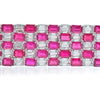 18K White Gold Diamond And Ruby Estate Carpet Style Bracelet