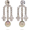 18K White Gold Old Mine Diamond Chandelier And Pearl Earrings