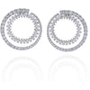18K White Gold Open Circle Marquise Round Cut Diamond Hoop Earrings