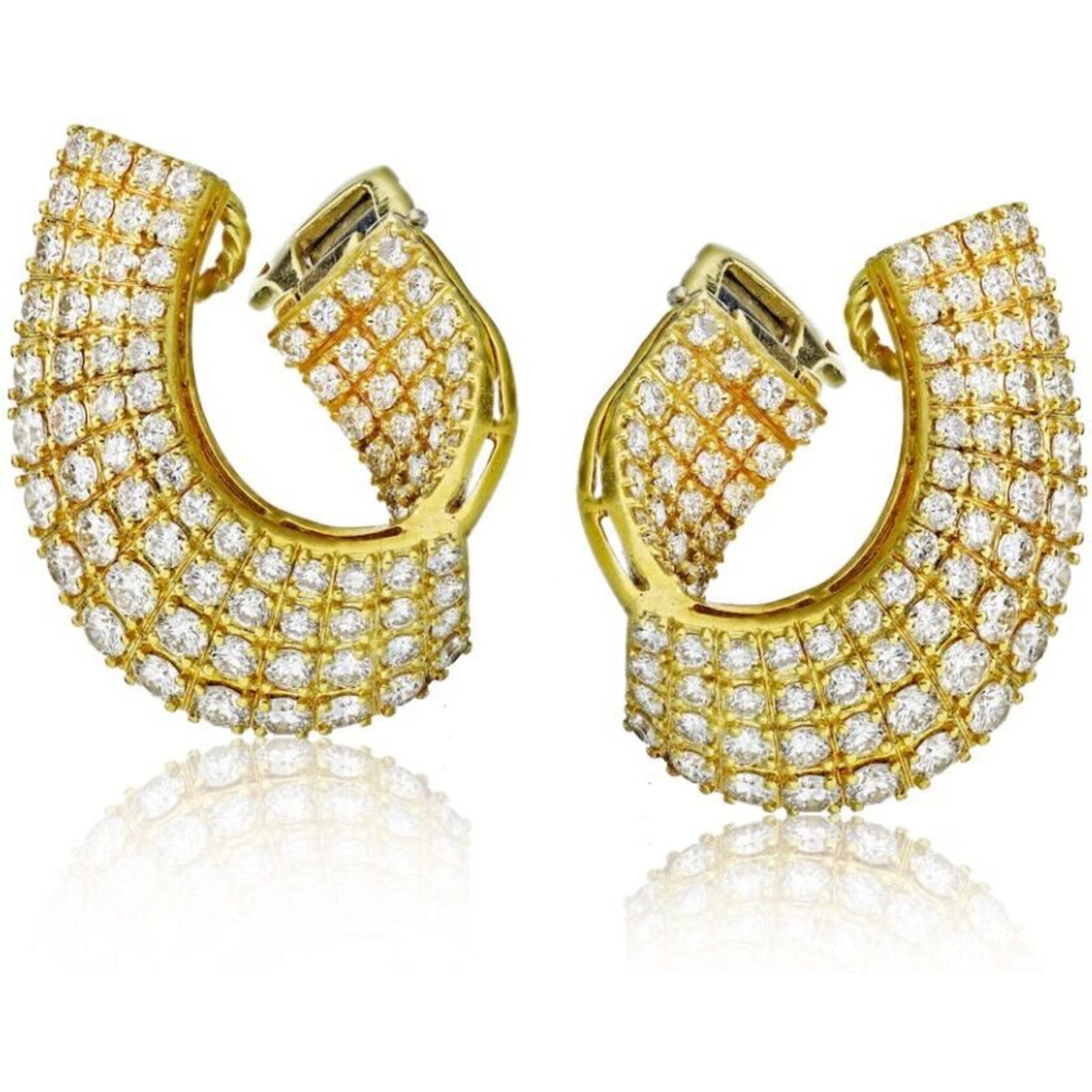 18K Yellow Gold 10 Carat Diamond Fan Clip-On Earrings