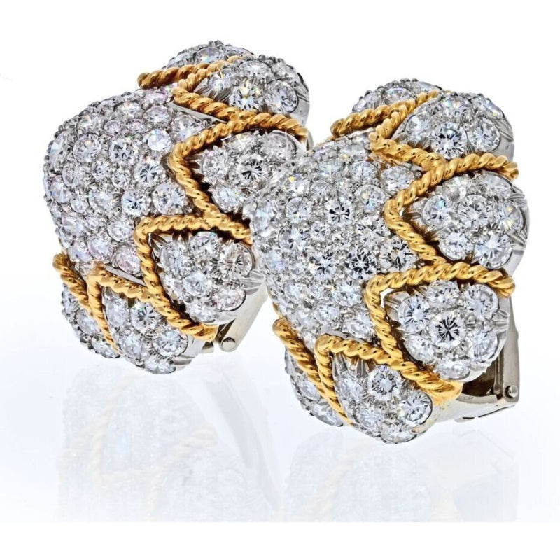 18K Yellow Gold 14 Carat Diamond Bombe Dome Earrings