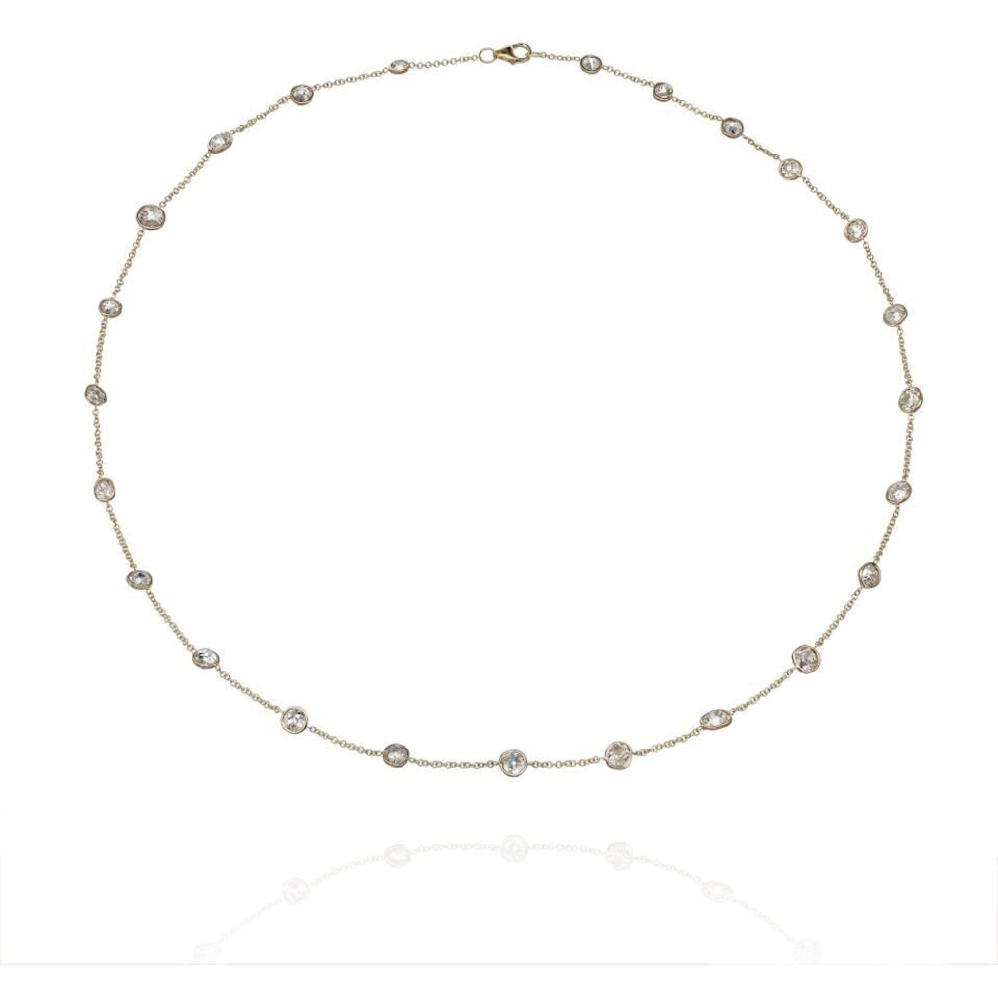 18K Yellow Gold 24 Round Cuts Diamonds by the Yard Necklace