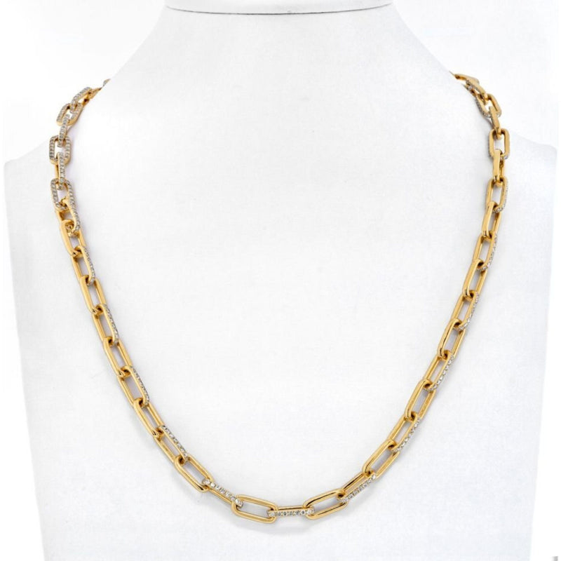 18K Yellow Gold 25 Carats Diamond Link Chain Necklace