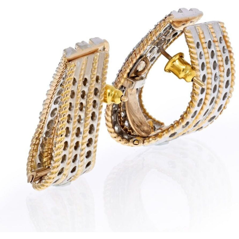 18K Yellow Gold 6 Carat Diamond Huggie Earrings