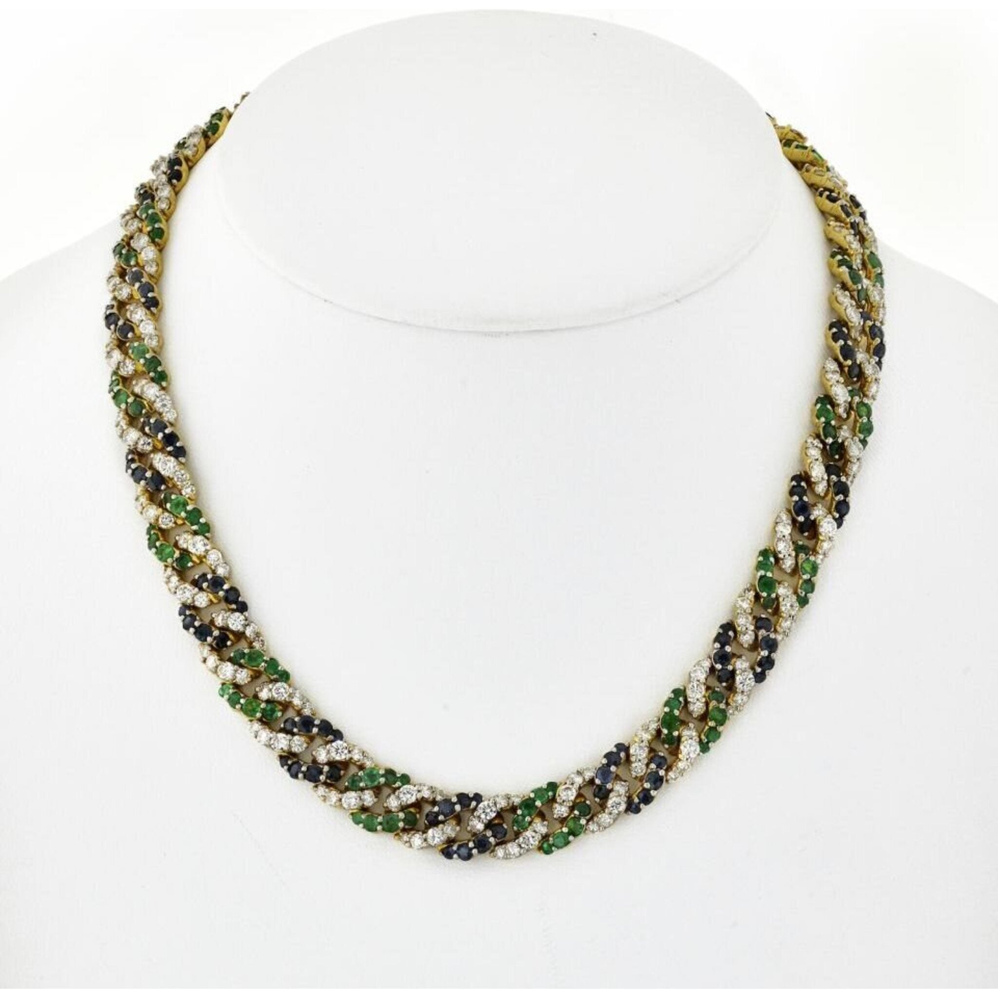 Natural Green Chrome Diopside Tennis Necklace 19 Carats Sterling Silver For  Sale at 1stDibs