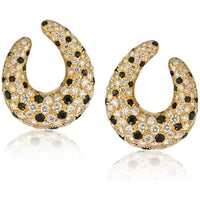 18K Yellow Gold Diamond & Onyx Earrings