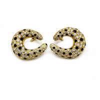 18K Yellow Gold Diamond & Onyx Earrings