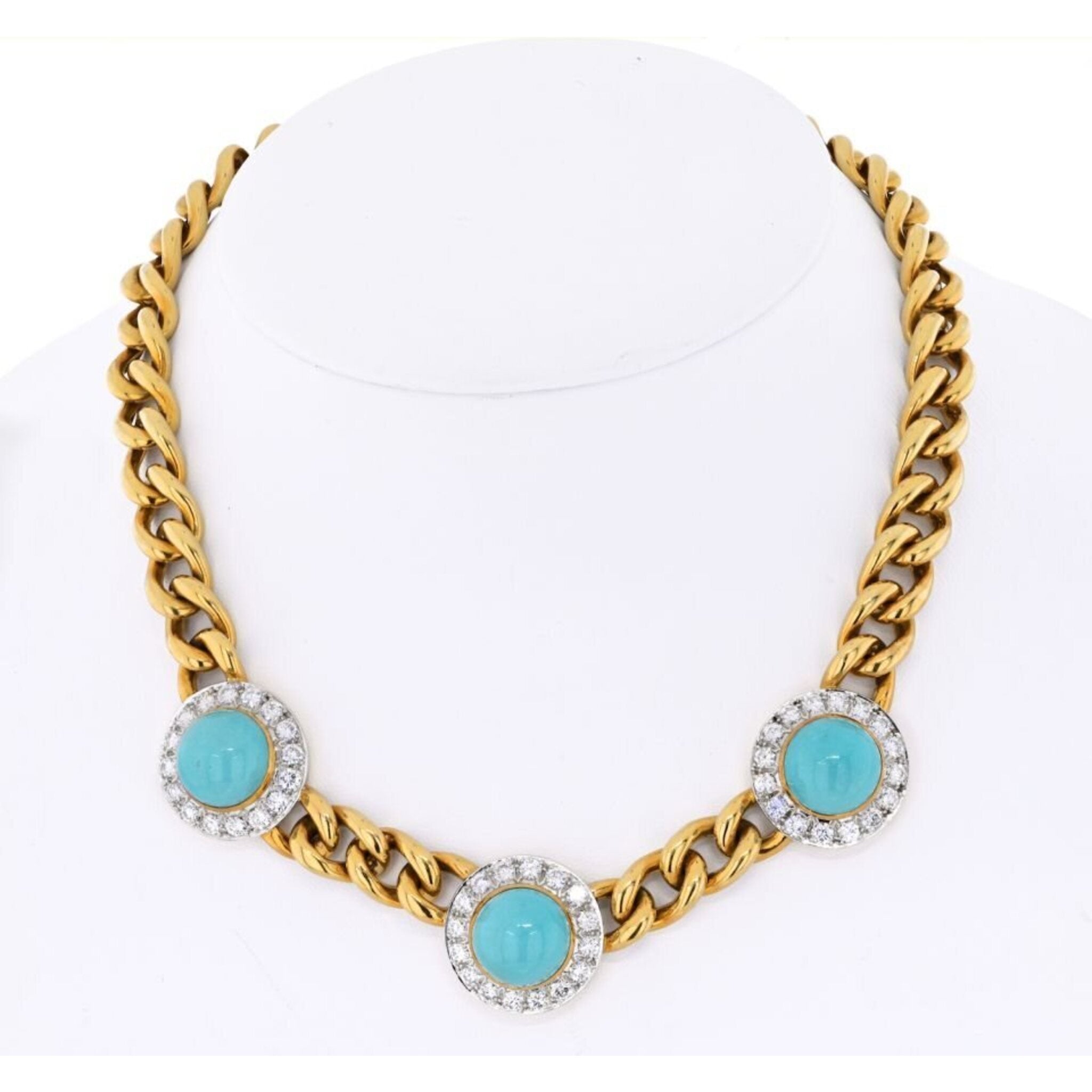 Turquoise and Yellow Gold Diamond Necklace – Meira T Boutique