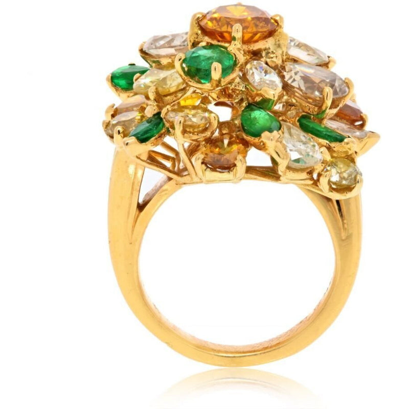 18K Yellow Gold Tutti Frutti Diamond And Color Stones Ring