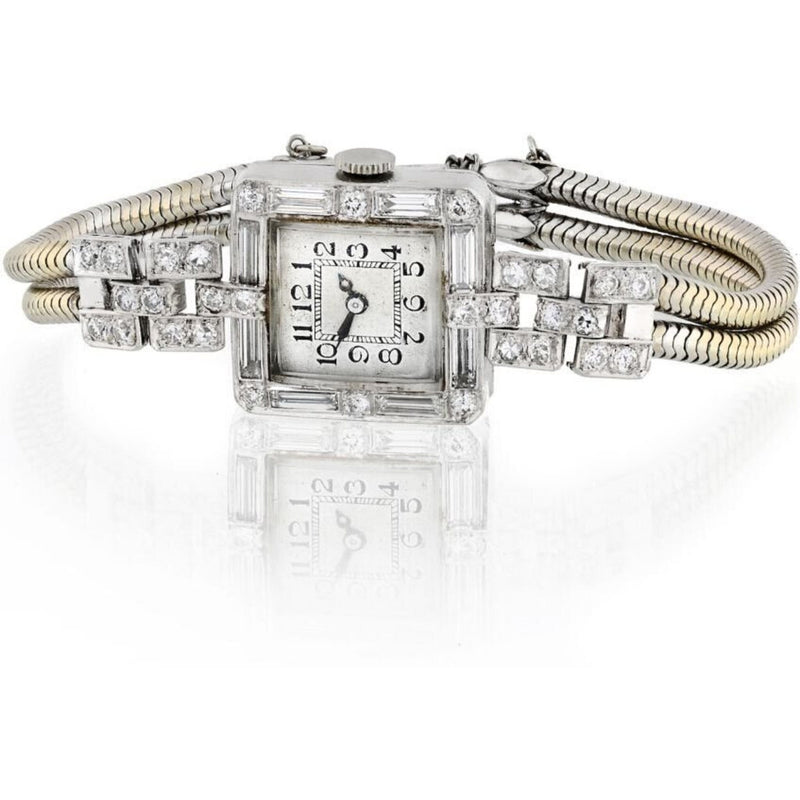 1920's Platinum Art Deco 5.86 Carat Diamond Watch