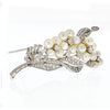 1950's Platinum 7 Carat Diamond And Pearl Gatsby Style Brooch