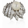 1950's Platinum Diamond Pearl Large Cluster 10.00 Carat Ring