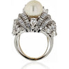 1950's Platinum Diamond Pearl Large Cluster 10.00 Carat Ring