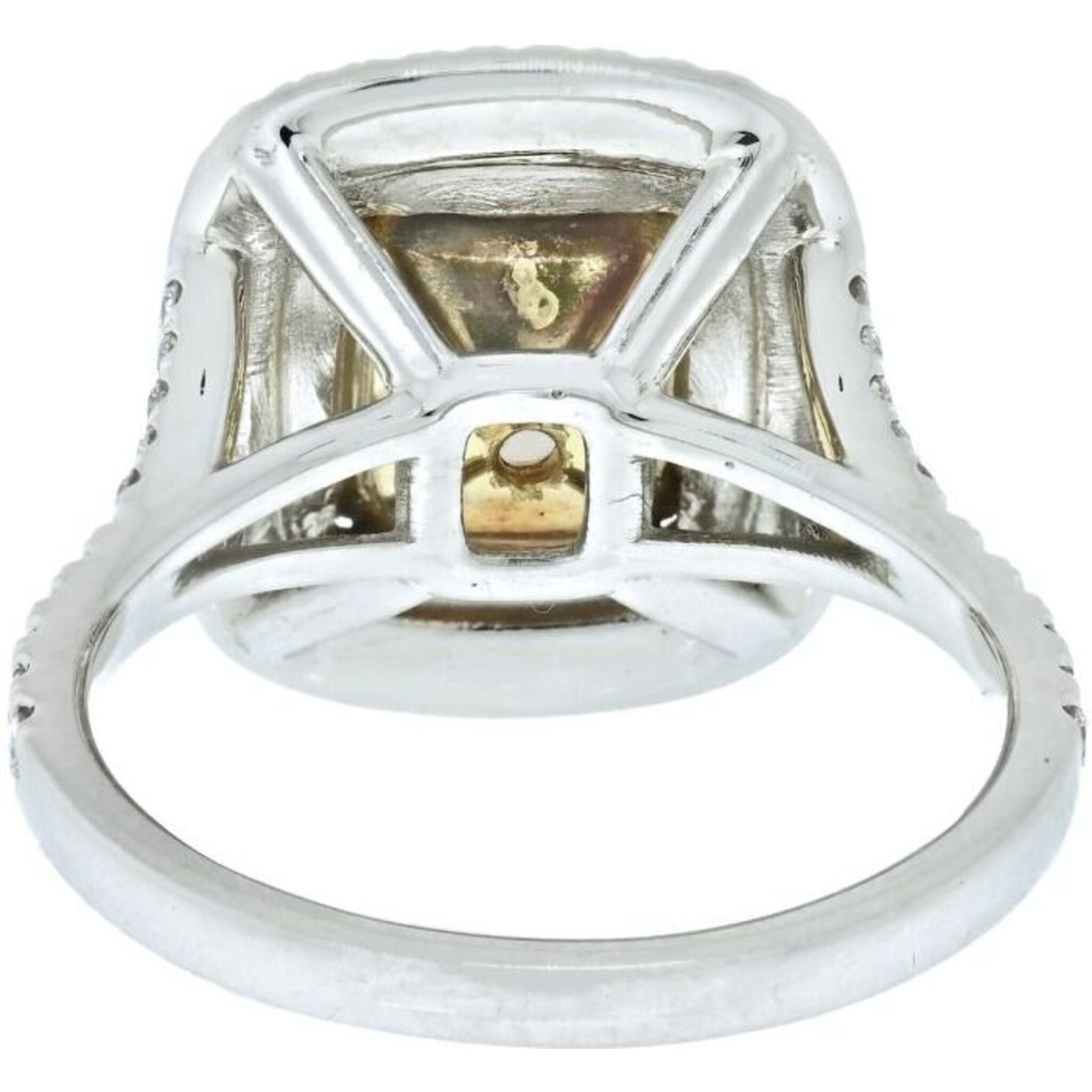 2 Carat Cushion Cut Fancy Yellow Diamond Double Halo GIA Engagement Ring