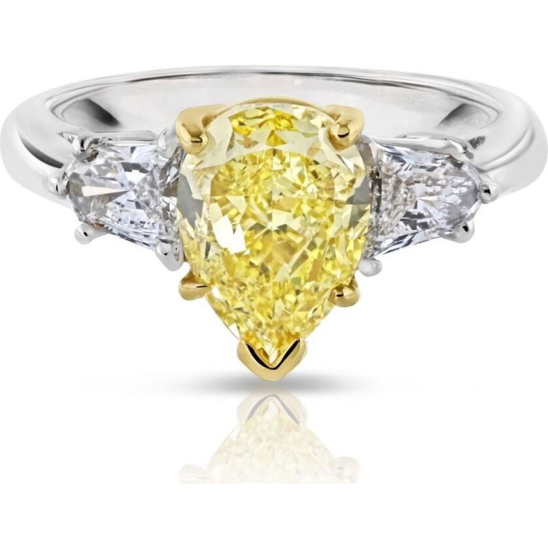 2 Carat Pear Shape Diamond Fancy Intense Yellow GIA FYI/VS1 GIA Engagement Ring