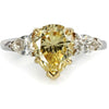 2 Carat Pear Shape Diamond Fancy Intense Yellow GIA Three Stone Ring