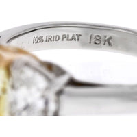 2 Carat Radiant Cut Diamond Fancy Intense Yellow GIA Three Stone Engagement Ring