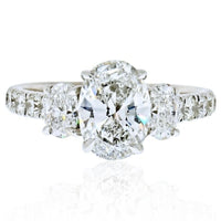 2.01 Carat Oval Cut Diamond Three Stone Engagement Ring