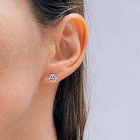 2.07 Carat Total Weight Round Diamond Stud Earrings (J-K, VVS1-VVS2, GIA)