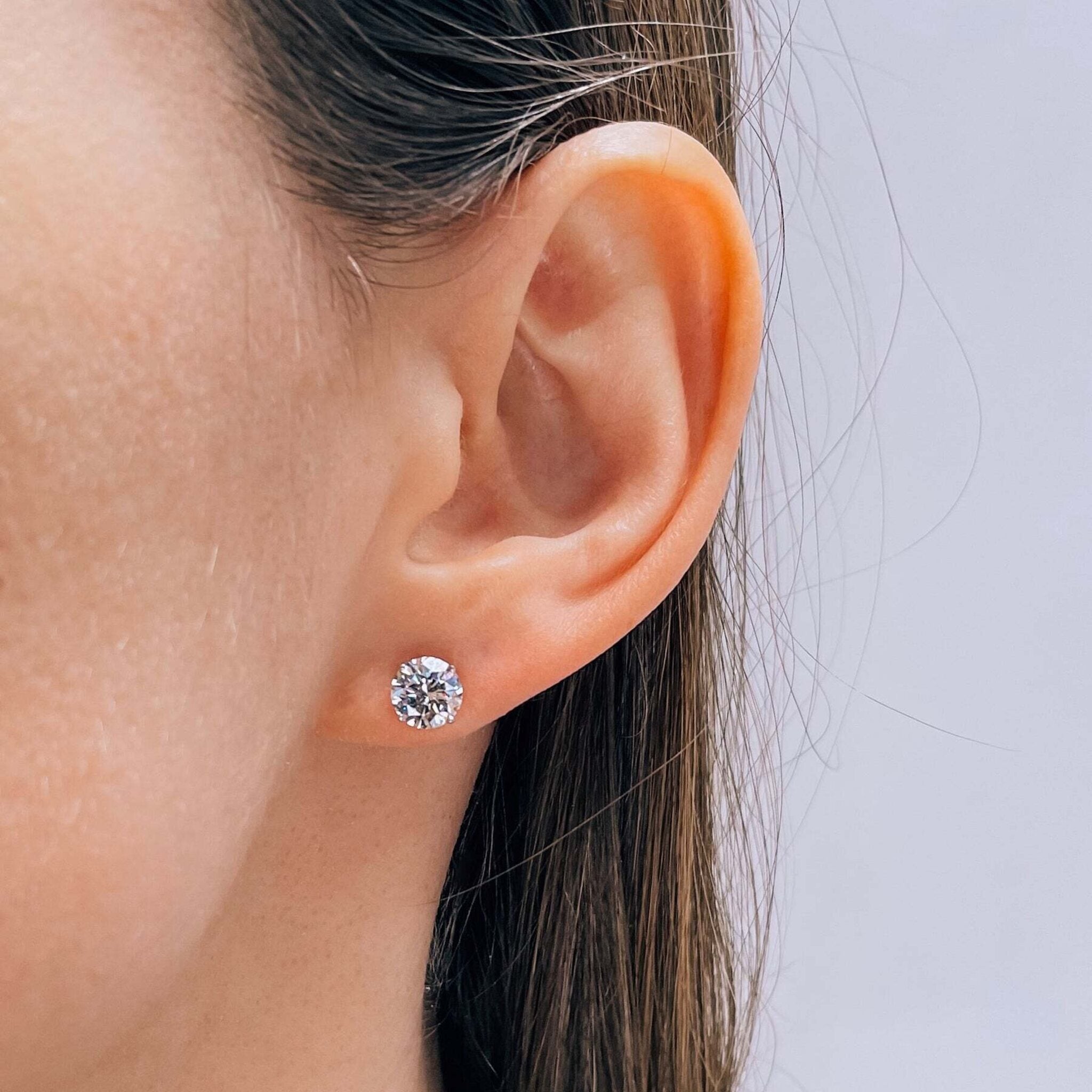 14k Round Cut Diamond Earring - Single Stud – The GLD Shop