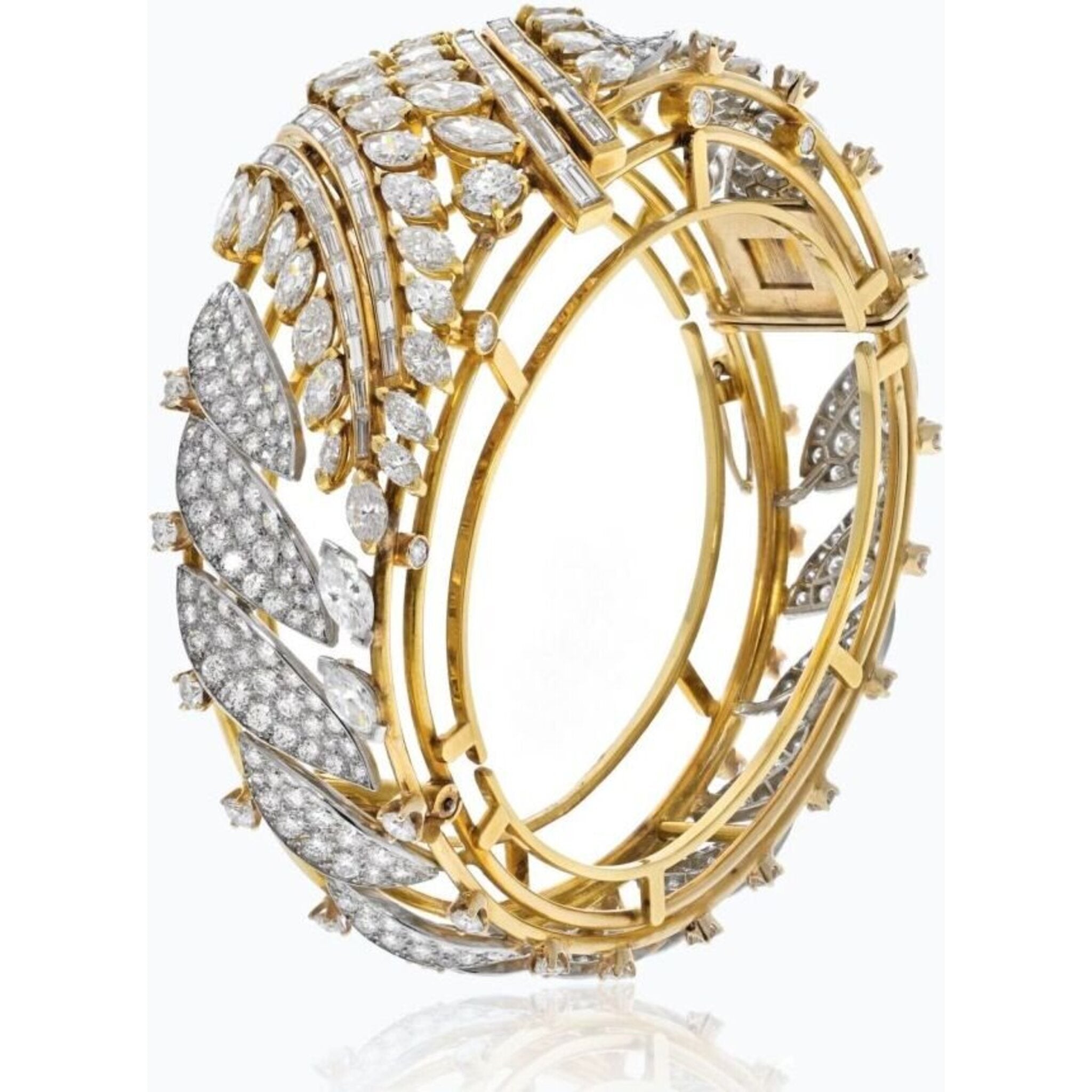 Kesslers 5/8ct. t.w. Pear Cut Baguette Cut Marquise and Round Cut Bangle  Bracelet in 14K White Gold DBRC345212 - Kesslers Diamonds