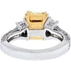 3 Carat Radiant Cut Diamond Fancy Yellow VS2 Clarity GIA Three Stone Engagement Ring