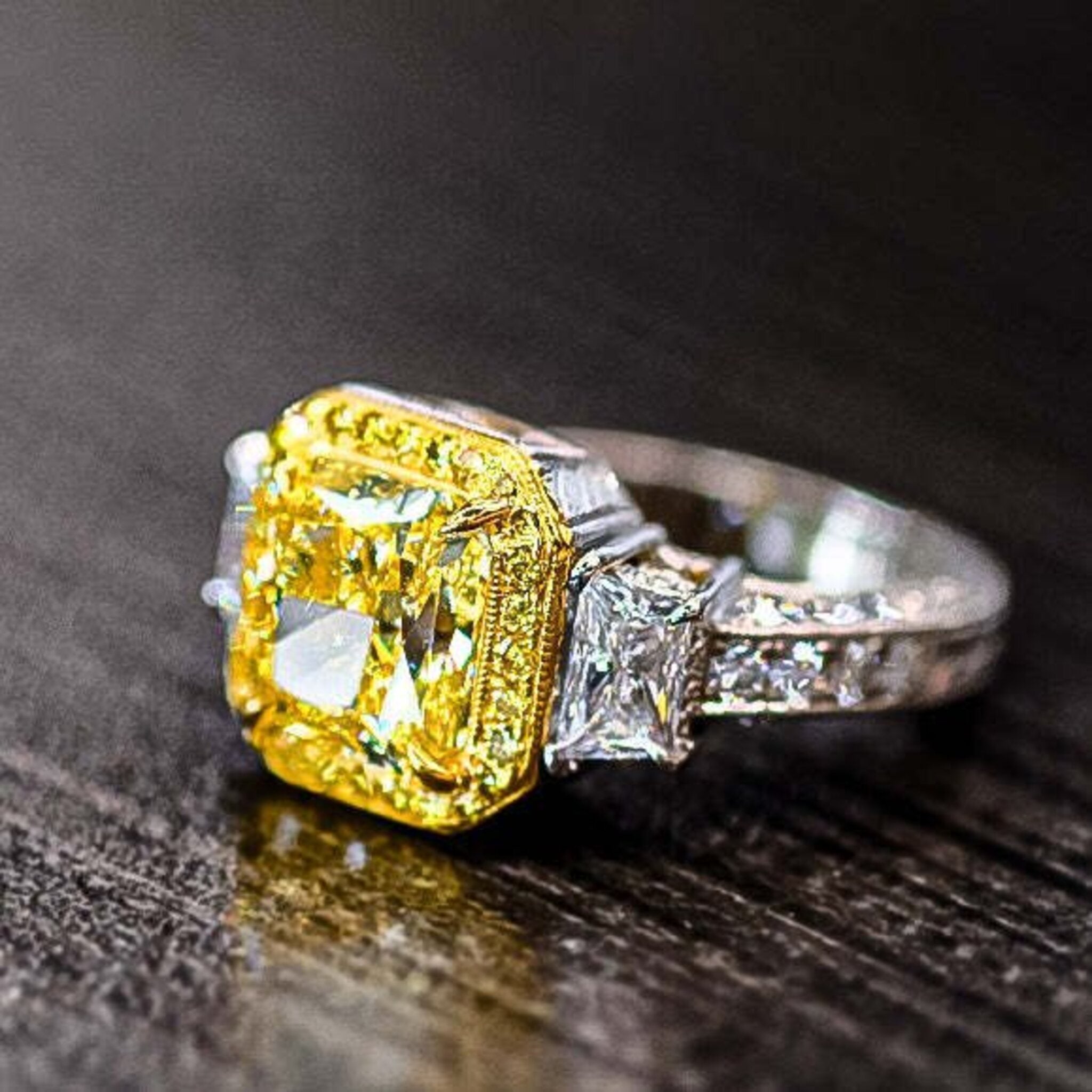 3 carat yellow diamond shop ring